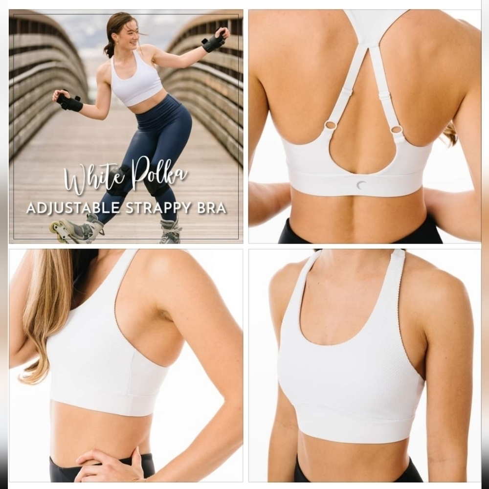 ZYIA White Polka Adjustable Strappy Bra